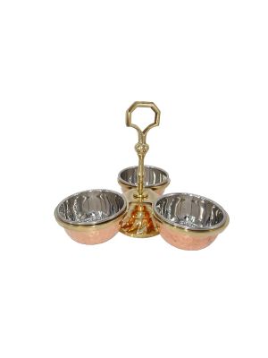 Copper Pickle stand with 3 compartments ( Pack of 2 pcs)